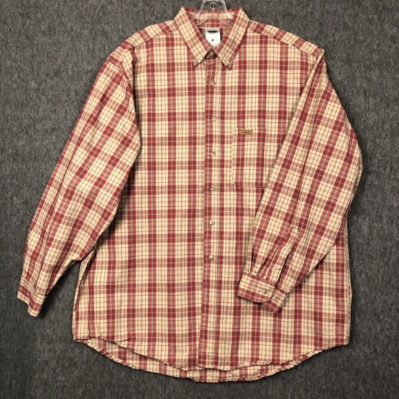 Carhartt Shirt Mens XL US Dearborn VTG Y2K Twill L/SLV Red Plaid Button Down - Picture 1 of 8
